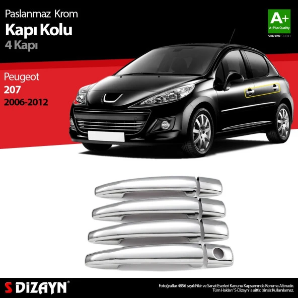 Peugeot 207 Krom için Kapı Kolu 4 Kapı 2006-2012 ürün görseli 1