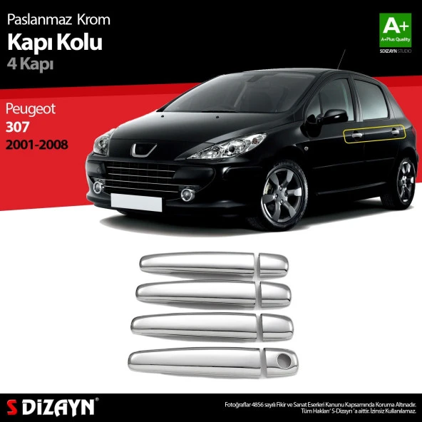 Peugeot 307 Krom için Kapı Kolu 4 Kapı 2001-2008 - 1