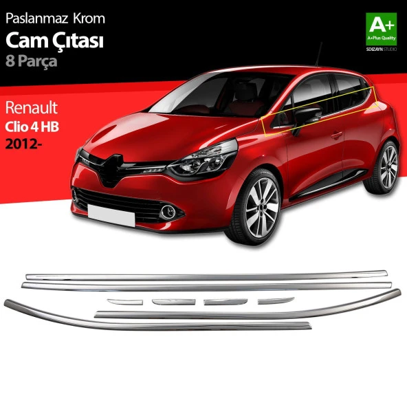 Renault Clio 4 için Hatchback Krom Cam Çıtası 8 Parça. 2012 Üzeri ürün görseli