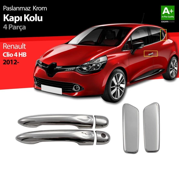 Renault Clio 4 için Hatchback Krom Kapı Kolu 4 Kapı 2012 Üzeri