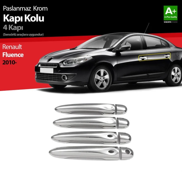 Renault Fluence Krom için Kapı Kolu 4 Kapı Sensörlü 2010 Üzeri