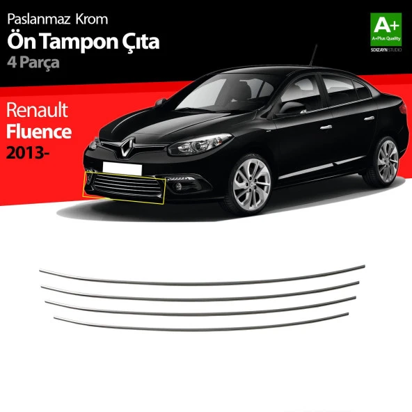 Renault Fluence Krom için Ön Tampon Çıtası 4 Parça. 2013 Üzeri Makyajlı