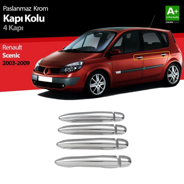 Renault Scenic 2 için Krom Kapı Kolu 4 Kapı 2003-2009
