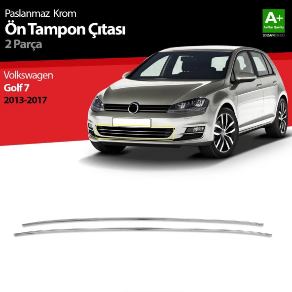 Volkswagen Golf 7 için Krom Ön Tampon Çıtası 2 Parça. 2013-2017