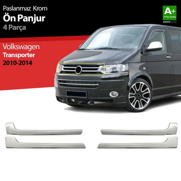 Volkswagen T5 Transporter için Krom Ön Panjur 4 Parça 2010 Üzeri