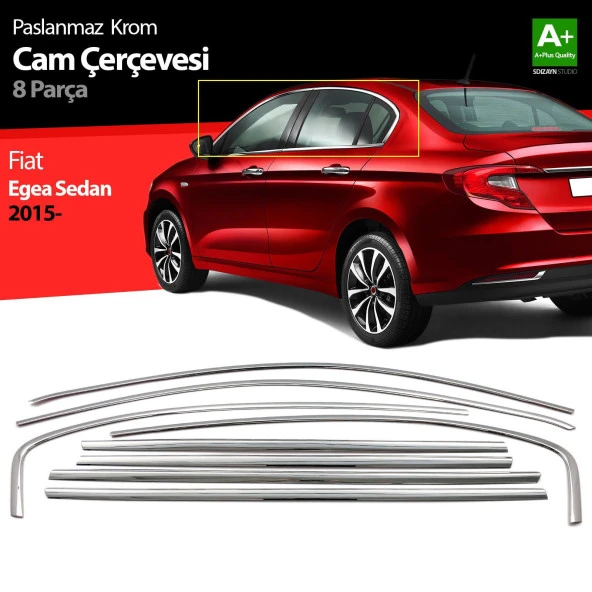 Fiat Egea Sedan için Krom Cam Çerçevesi 8 Parça. 2015 Üzeri