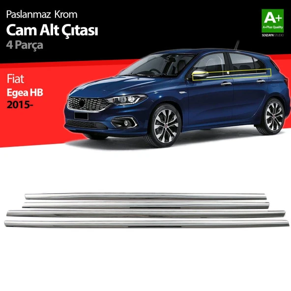 Fiat Egea Hatchback için Krom Cam Çıtası 4 Parça. 2015 Üzeri