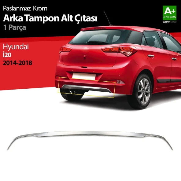 Hyundai İ20 Krom için Arka Tampon Alt Çıtası 1 Parça. 2014-2018