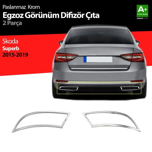 Skoda Superb Krom için Egzoz Çıkışı 2 Parça 2015-2019