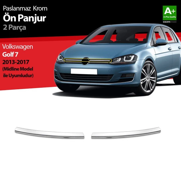 Volkswagen Golf 7 için Krom Ön Panjur 2 Parça. Midline 2013-2017