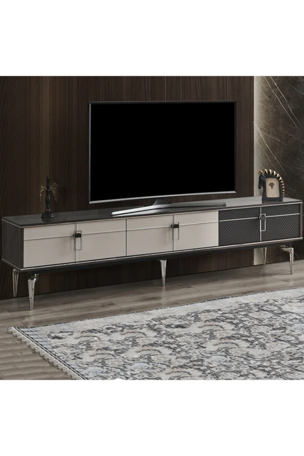 BuğdaycıGrup Hilton Aytaşı 200 Tv Sehpası Premium Tasarım Televizyon Sehpası 200 cm 3 Çekmeceli