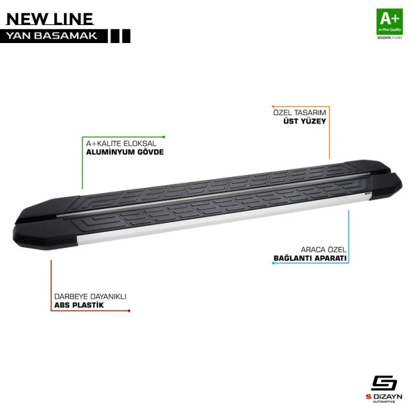 Fiat Doblo Uyumlu Uzun Şase Newline Alüminyum Yan Basamak 223 Cm 2001-2010 ürün görseli