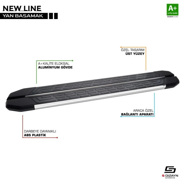 Volkswagen Transporter Uyumlu T6 Kısa Şase Newline Krom Yan Basamak 213 Cm 2015-2019 ürün görseli