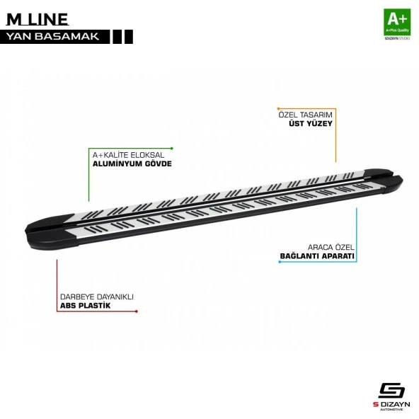 Renault Traffic Uyumlu 3 Kısa Şase M-Line Gri Yan Basamak 230 Cm 2014 Üzeri