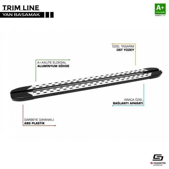 Volkswagen Caddy Uyumlu 3 Trimline Gri Yan Basamak 193 Cm 2004-2020