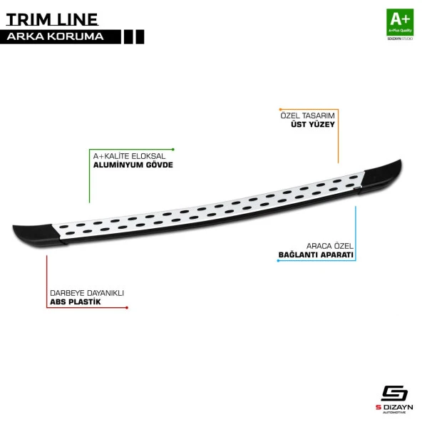 Volkswagen Transporter T6 için Trimline Gri Arka Koruma 2015-2019