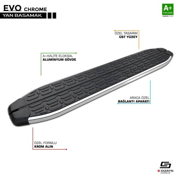 Volkswagen Transporter Uyumlu T5 Kısa Şase Evo Krom Yan Basamak 213 Cm 2003-2015 ürün görseli