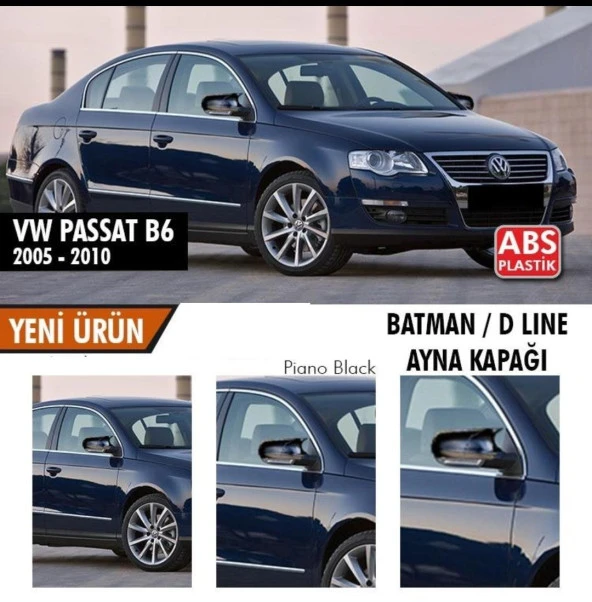 Volkswagen Passat B6 için (2005-2010) Batman Yarasa Ayna Kapağı (Parlak Siyah)