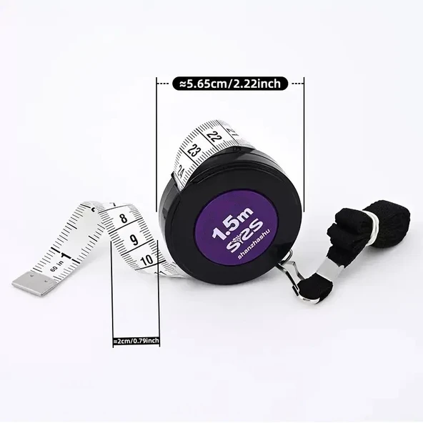 Otomatik Askılı (Metre ve İnç'li) Terzi Mezurası (1,5 metre) ürün görseli 1