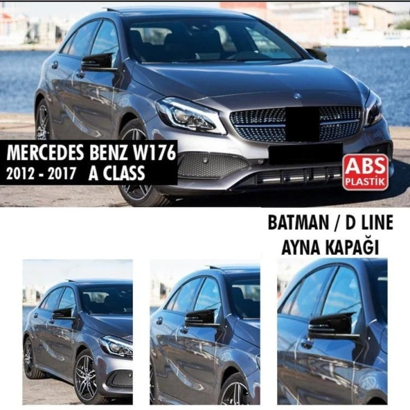 Mercedes A Serisi için W176 (2012-2017) Batman Ayna Kapağı (Parlak Siyah)