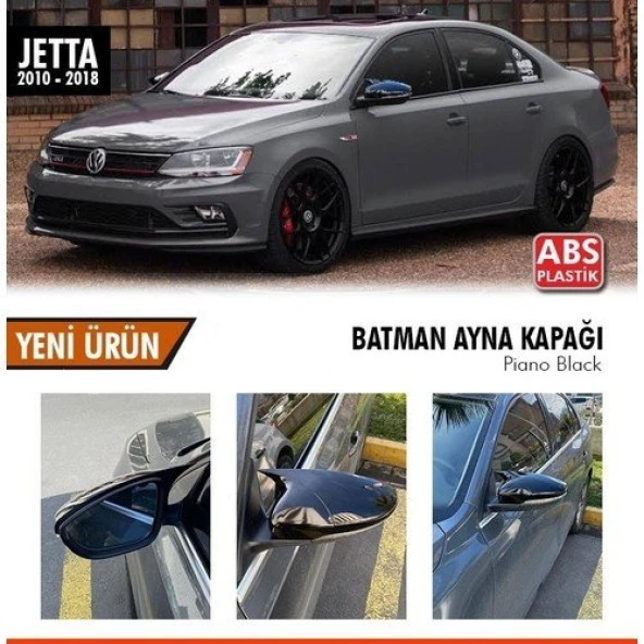 Volkswagen Jetta Mk6 için (2011-2018) Batman Yarasa Ayna Kapağı (Parlak Siyah)