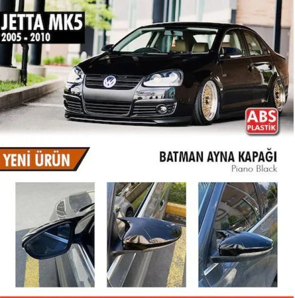 Volkswagen Jetta Mk5 için (2005-2010) Batman Yarasa Ayna Kapağı (Parlak Siyah)