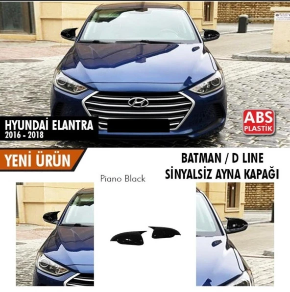 Hyundai Elantra (2016-2018) için Batman Ayna Kapağı (Parlak Siyah) (Sinyalsiz )
