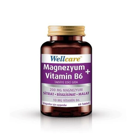Wellcare Magnezyum+Vitamin B6 Takviye Edici Gıda 60 Tablet-SKT:05/2029 ürün görseli 1