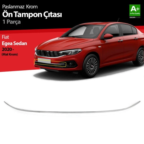 Fiat Egea Sedan için Krom Ön Tampon Çıtası 2020 Üzeri (Mat Krom)