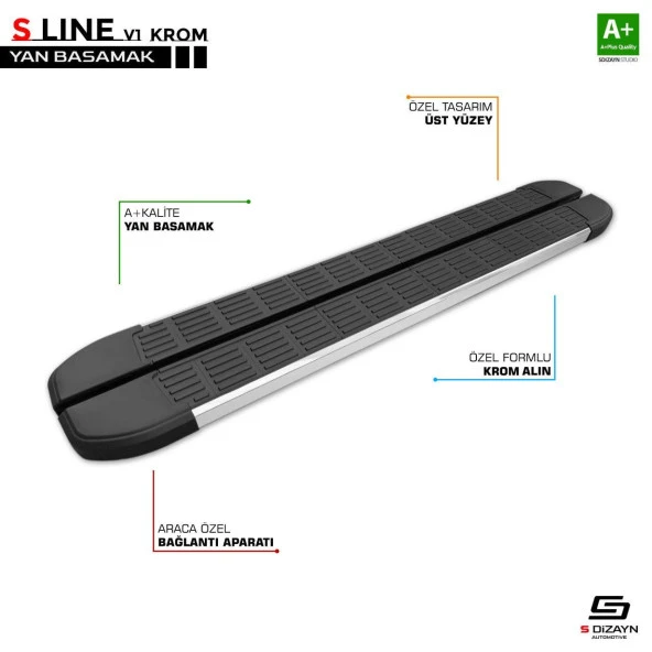 Renault Traffic Uyumlu 2 Kısa Şase S-Line Krom Yan Basamak 223 Cm 2001-2014
