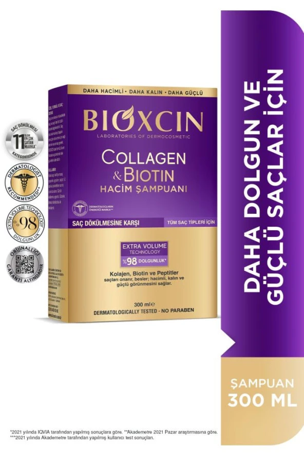Bioxcin Collagen & Biotin Ekstra Hacim & Dolgunlaştırıcı Şampuan 300 Ml - Ince Telli Ve Hassas Saçlar