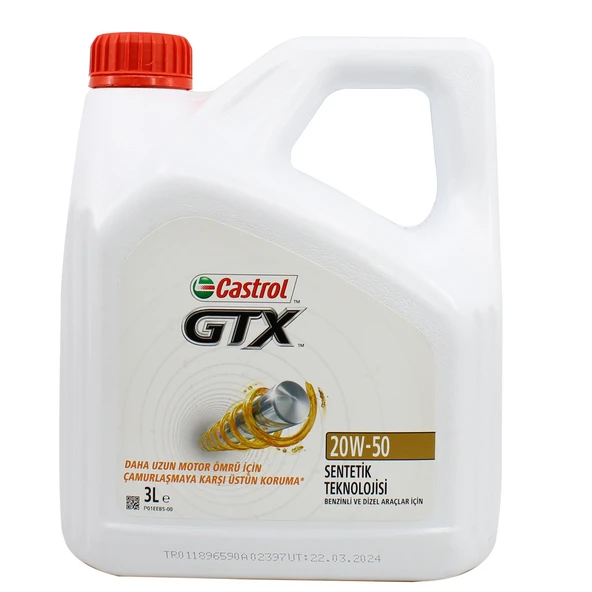 Castrol Gtx 20W-50 3 Litre Sentetik Motor Yağı ürün görseli
