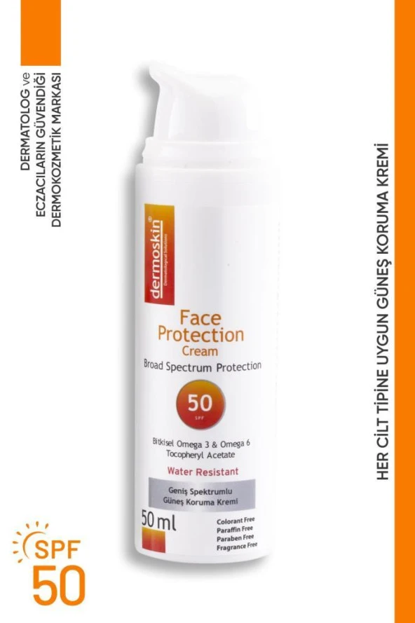 Dermoskin Face Protection Geniş Spekturumlu Güneş Koruma Kremi SPF50 50 ml
