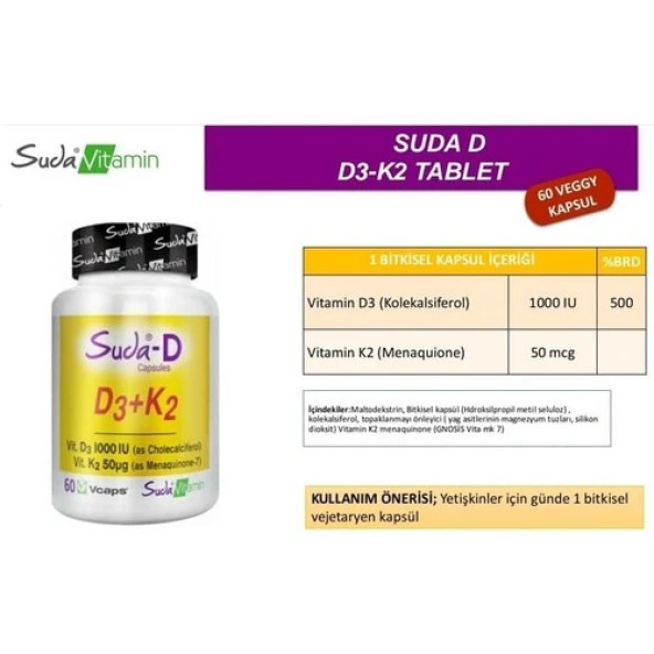 Suda Vitamin D3K2 60 Kapsül