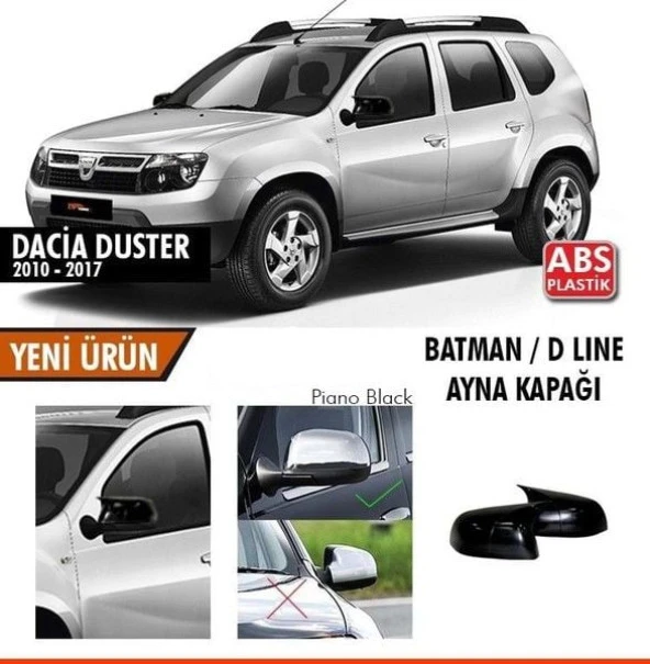 Dacia Duster (2010-2017) için Batman Ayna Kapağı (Parlak Siyah)