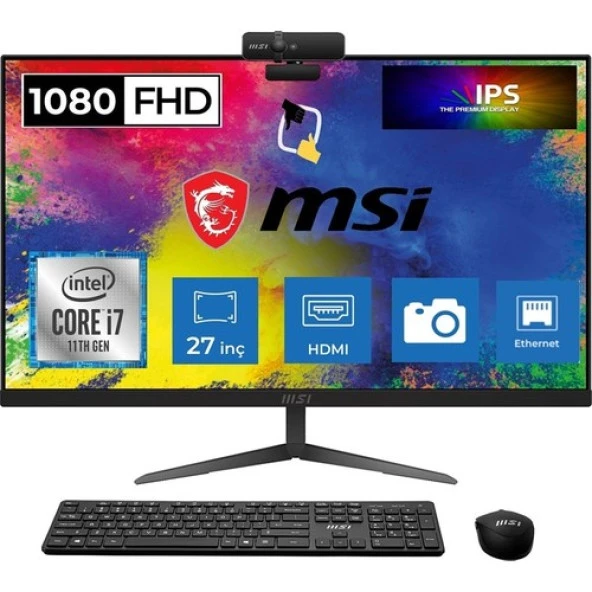 Msı Modern AM271 11M-01704TR Intel Core I7 1165G7 64GB 512GB SSD Windows 11 Home 27" Fhd IPS All In One Bilgisayar Snertech