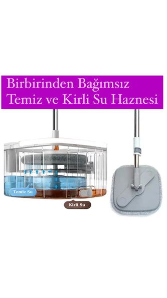 Toshi - Temiz Su ve Kirli Su Ayıran Otomatik Temizlik Mop Seti - 2