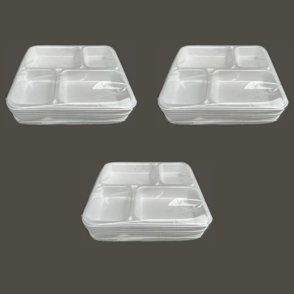 Dağyüce Tek Kullanımlık Köpük 4 Bölmeli Tabldot Köpük Tabak - 26.5x30 Cm. - 10 Adetlik 3 Paket ürün görseli