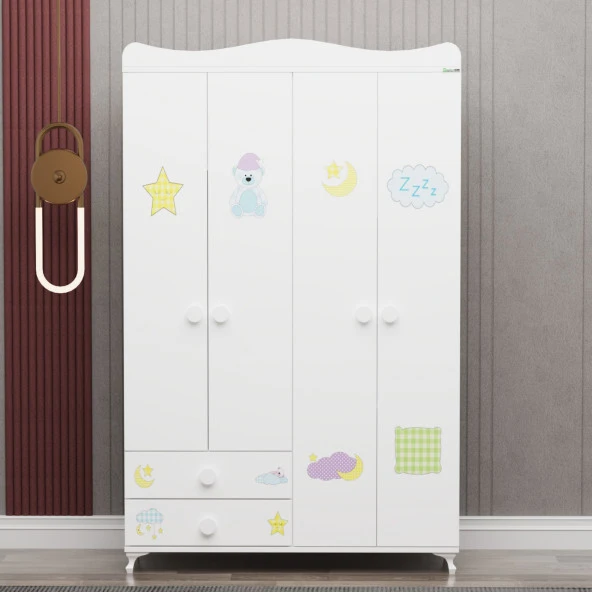 Garaj Home Yıldız 4 Kapaklı 2 Çekmeceli Dolap - Uykucu - Resim 5