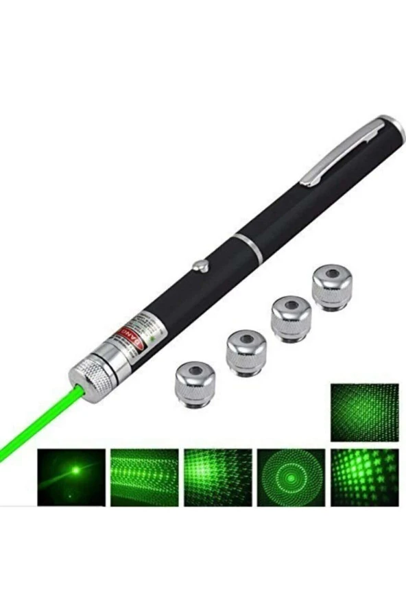 kalem tipi  Green Laser Poınter  şarjlı 5 Başlıklı Üzel Kutusunda Yeşil Lazer