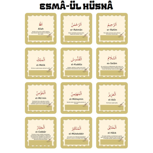 Esma-ül Hüsna YAZ-SİL-EZBERLE - 2