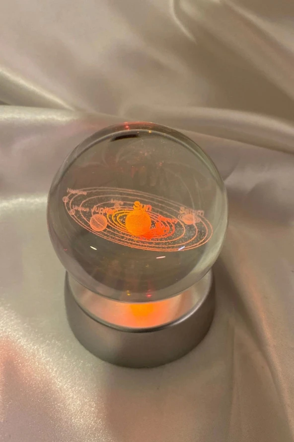 3D Led Işık Cam Küre Çok Işıklı Pilli Samanyolu Güneş Sistemi 6 cm