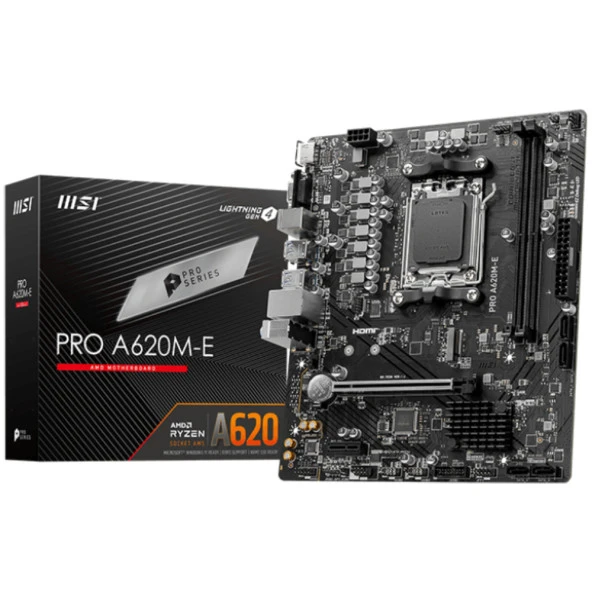 MSI PRO A620M-E A620 DDR5 Vga GLan mATX HDMI M2 USB3.2 AM5 AMD Anakart