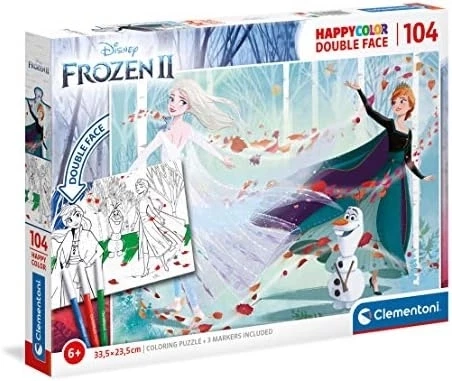 Clementoni 104 Parça Double Face Coloring Puzzle Frozen 2