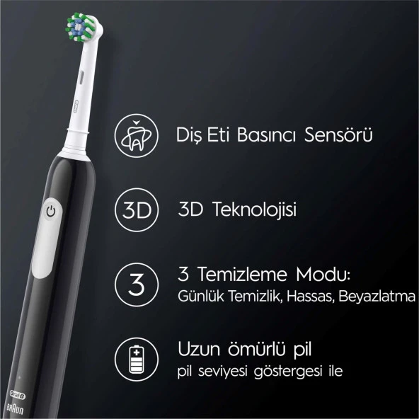 Oral-B Pro Series 1 İkili Paket, Siyah ve Mavi e 2 Diş Fırçası Başlığı, Brau - 2