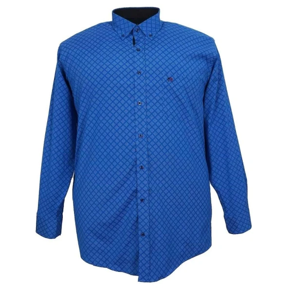 Büyük Beden Likralı Mevsimlik Gömlek Mavi