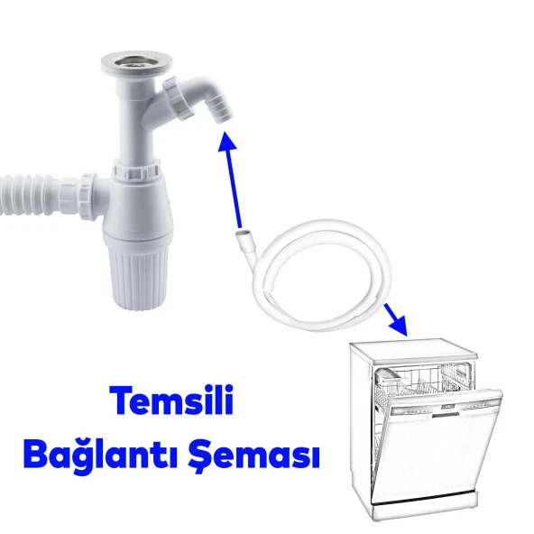 Pis Su Giderli Sökülebilir Taslı Çift Gider Sifon Körüklü Temizlenebilir Mutfak Banyo Lavabo Körüklü Boru - 4