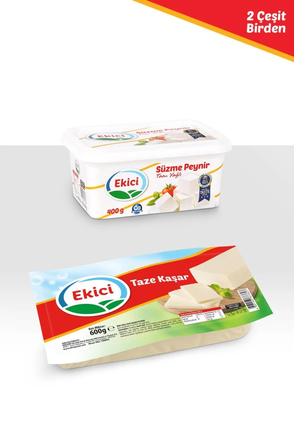 Ekici Taze Kaşar Peyniri 600 gr + Ekici Süzme Peynir 400 gr 2'li Lezzet Paketi