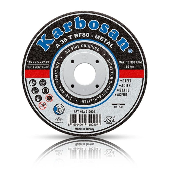 Karbosan 115x3.0x22.23 A36TBF80 Metal Kesme Diski Düz