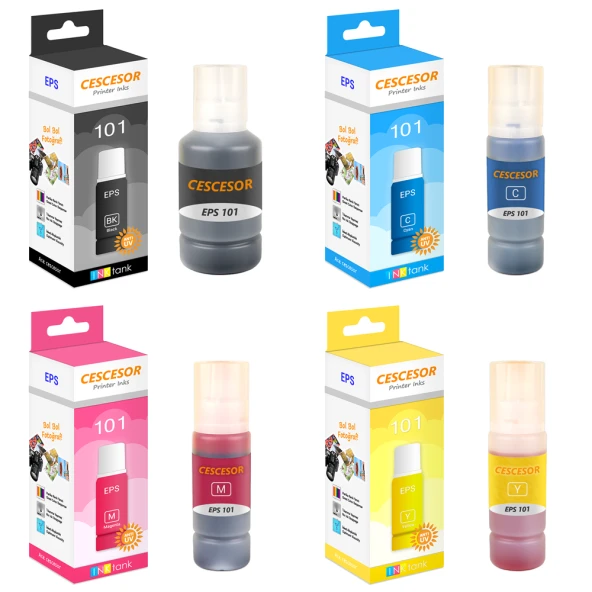 Epson 101 İçin 4 Renk Mürekkep Seti 1x127ml 3x70 ml ürün görseli 1